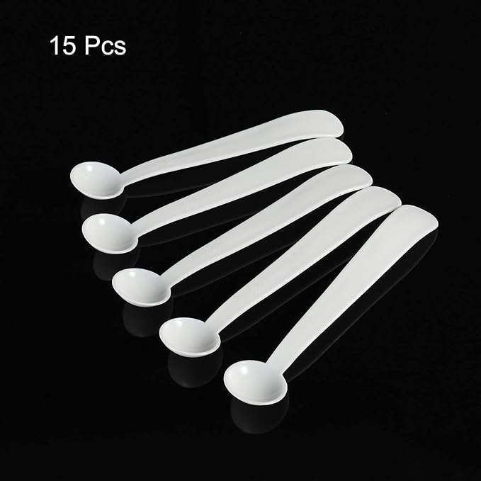 MECCANIXITY Micro Spoons 2 Gram Measuring Scoop Plastic Round Bottom Mini Spoon for Home Kitchen Powder Measurement Baking 15Pcs