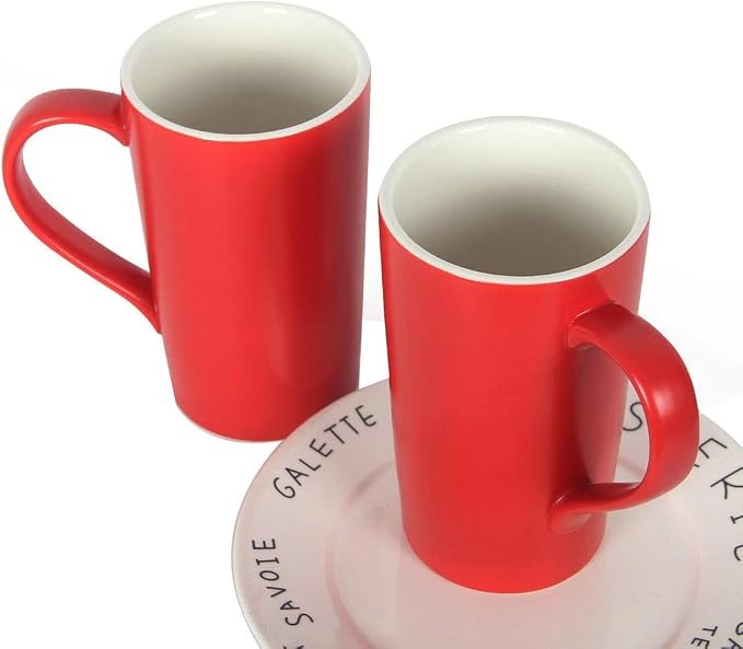 20 Ounces Extra Large Coffee Mug, M007 Tall Big Ceramic Latte Milk Tea Cup with Handle for Dad Men Women, Christmas Red - Image 5
