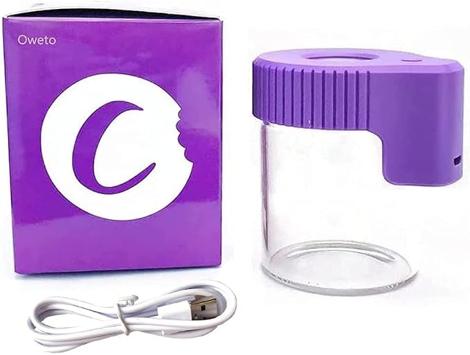 Led Transparent Glass Seal Storage Jar, Light-Up Magnifying Ornamental Glass Bottle（Purple） by Oweto