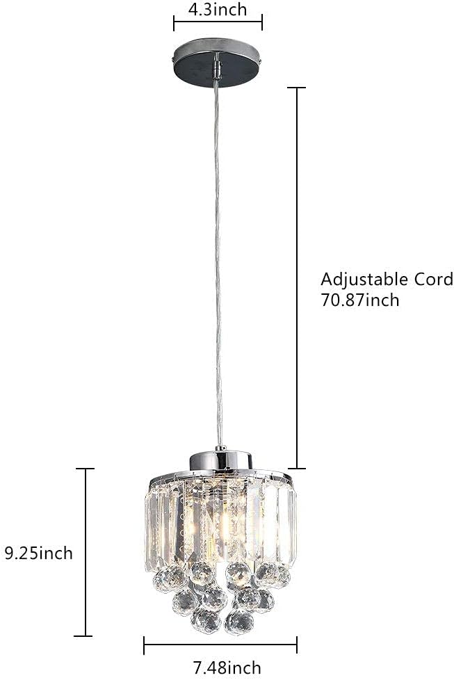 TFCFL 2 Pcs/3 Pcs Glass & Crystal Pendant Light with Crystal Beads Modern Light Glass Pendant Lighting Fixture for Kitchen Island Dining Room Cafe Shops Restaurants (3 Pcs-Clear) - Image 2