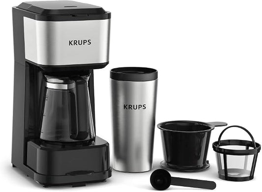 KRUPS Simply Brew Coffee Maker - Multi-Serve 4-in-1 with Stainless Steel Travel Tumbler, Black, 14oz by KRUPS