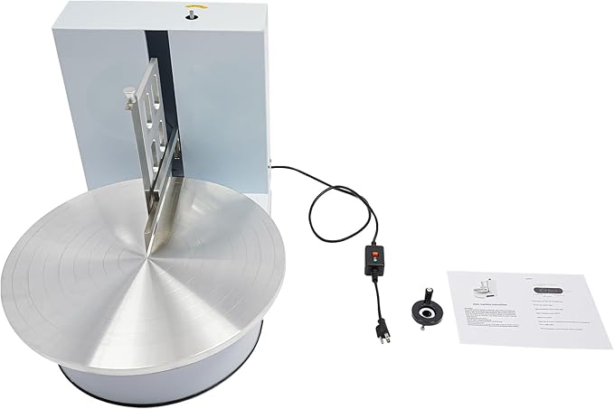 Cake Icing Machine 200W Auto Cream Spreading Machine w/Graduated Scraper & LCD, 0-320 RPM, 7.87"H Spatula Adjustable, White Professional Cake Decorating Tool Frosting Turntable for 4-16 Inch Cakes