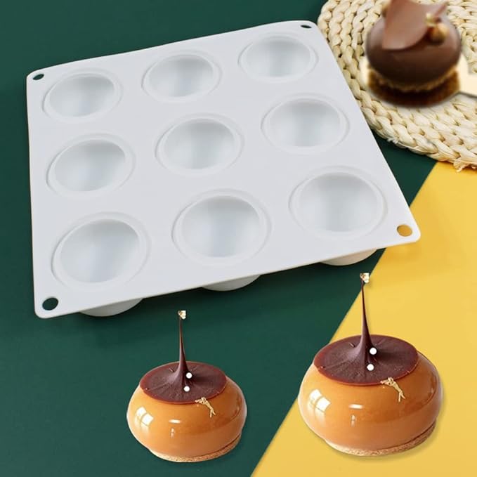 mostsom Silicone Chocolate Half Round Mold Medium Semi Sphere Silicone Mold,Half Sphere Silicone Baking Molds for Making Chocolate, Cake, Jelly, Dome Mousse (Oblate Spheroid A)