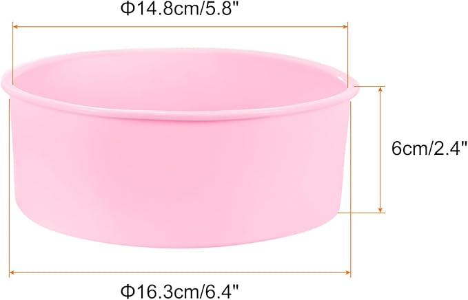 HARFINGTON 6 Pcs Round Cake Pans 6.4" Nonstick Quick Release Silicone Cake Mould Bakeware Tools for Baking Cupcakes Bread Pizza, Pink