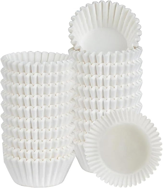 Caperci 300pcs Mini Cupcake Liners for Baking - White Greaseproof Paper Muffin Baking Cups for Wedding Birthday Party Baby Shower Festivals (White) by Caperci