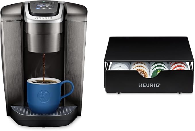 Keurig K-Elite Single-Serve K-Cup Pod Coffee Maker, Brushed Slate, 12 oz. Brew Size & Slim Non-Rolling Storage Drawer, Coffee Pod Storage, Holds up to 24 K-Cup Pods, Black by Keurig