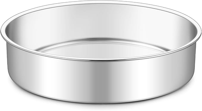 TeamFar 7 Inch Cake Pan, Stainless Steel Round Layer Cake Baking Pan | Baking Tin for Birthday Wedding, Non-Toxic & Heavy-Duty, Mirror Finish & Leak Proof, Oven & Dishwasher Safe by TeamFar