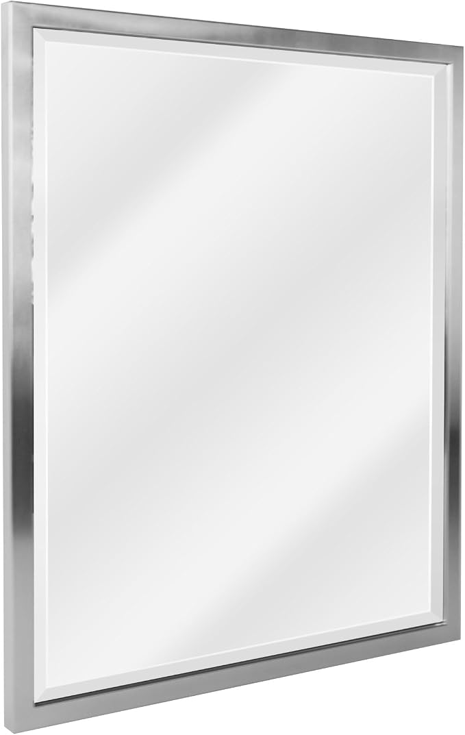 Brushed Nickel Stainless Steel Metal Framed Mirror 19"x25" for Bathroom Vanity – Decorative Rectangular Bathroom Mirror for Over Sink, Bedroom & Living Room - Image 9