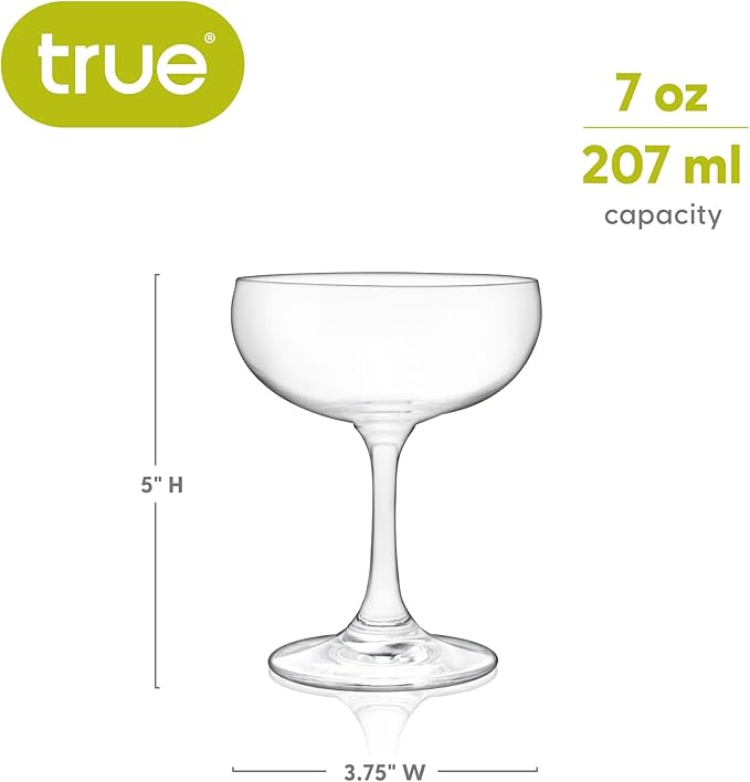True Coupe Glass, Martini Glasses for Cocktail Party, Perfect for Espresso Martini, Manhattan, Champagne, Elegant 7 oz Glassware for Home Bars, Wedding Gifts, Margarita Glasses Set of 4 - Image 3