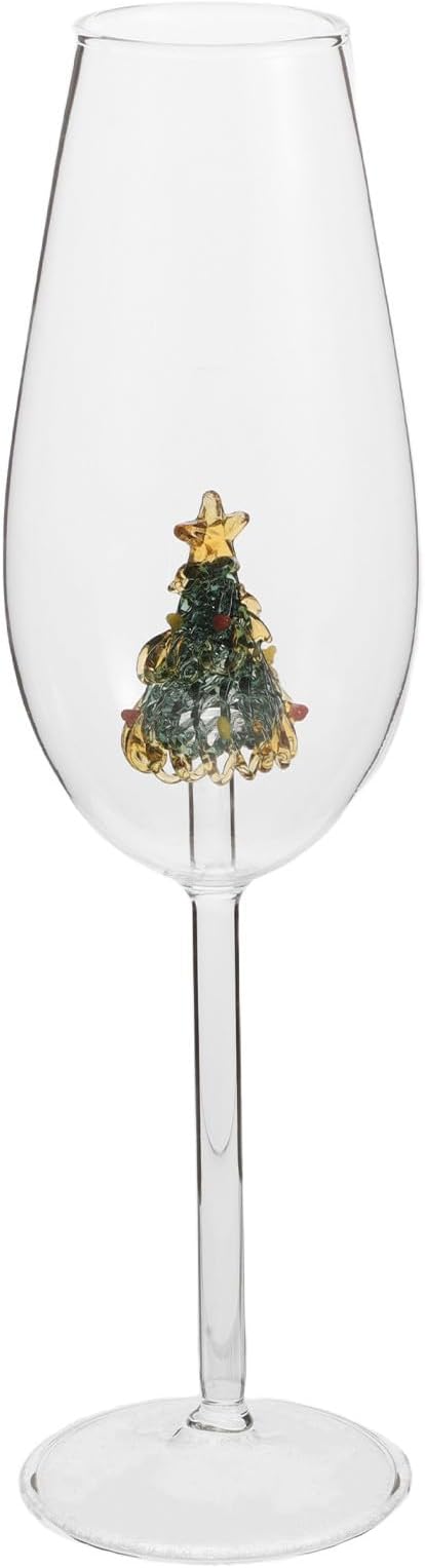 Zerodeko Christmas Wine Glasses: Decorative Glass Wine Goblet for Bar Pub | Xmas Tree Drinkware Cocktail Glassware for Christmas Parties Hosting by Zerodeko