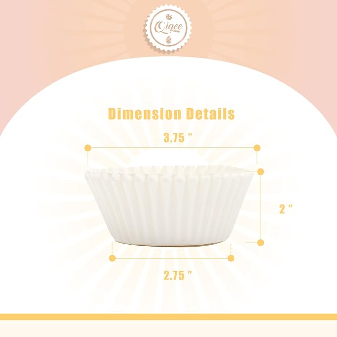 qiqee White Cupcake Liners, 300 Count, Jumbo Size - Image 2
