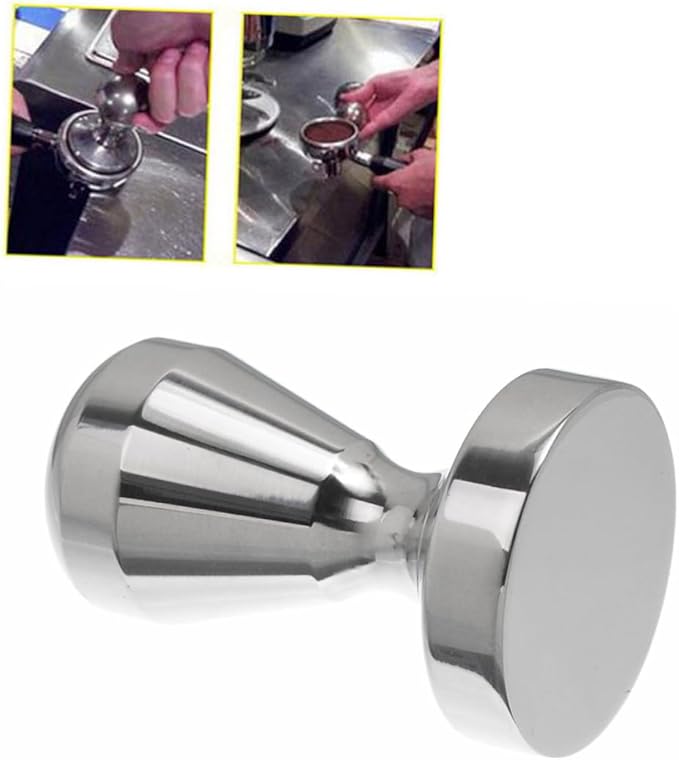 Luxshiny Professional Stainless Steel Coffee Tamper with Flat Base for Even Espresso Grounds Pressing Ergonomic Grip for Easy Tamping and Cleaning for Enhanced Coffee Extraction