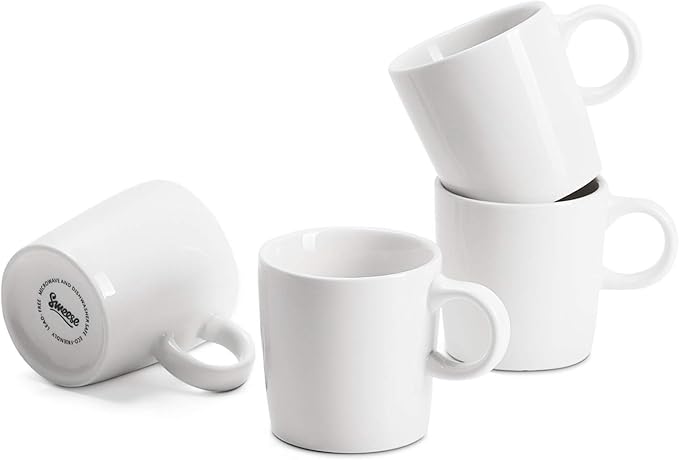 Sweese 3.5oz Porcelain Espresso Cups Set of 4, Mini Coffee Mugs Demitasse Cups - White by Sweese
