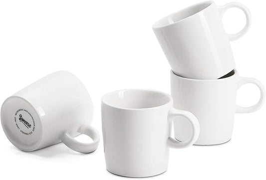 Sweese 3.5oz Porcelain Espresso Cups Set of 4, Mini Coffee Mugs Demitasse Cups - White by Sweese