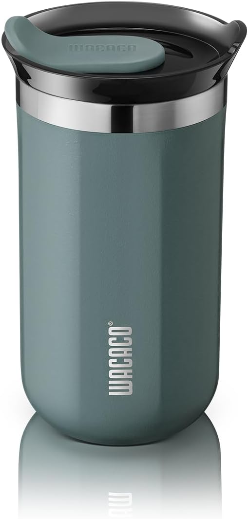 WACACO Octaroma Lungo Vacuum Insulated Coffee Mug, Double-wall Stainless Steel Travel Tumbler With Drinking Lid, 10 fl oz(300ml), Cadet Blue by WACACO