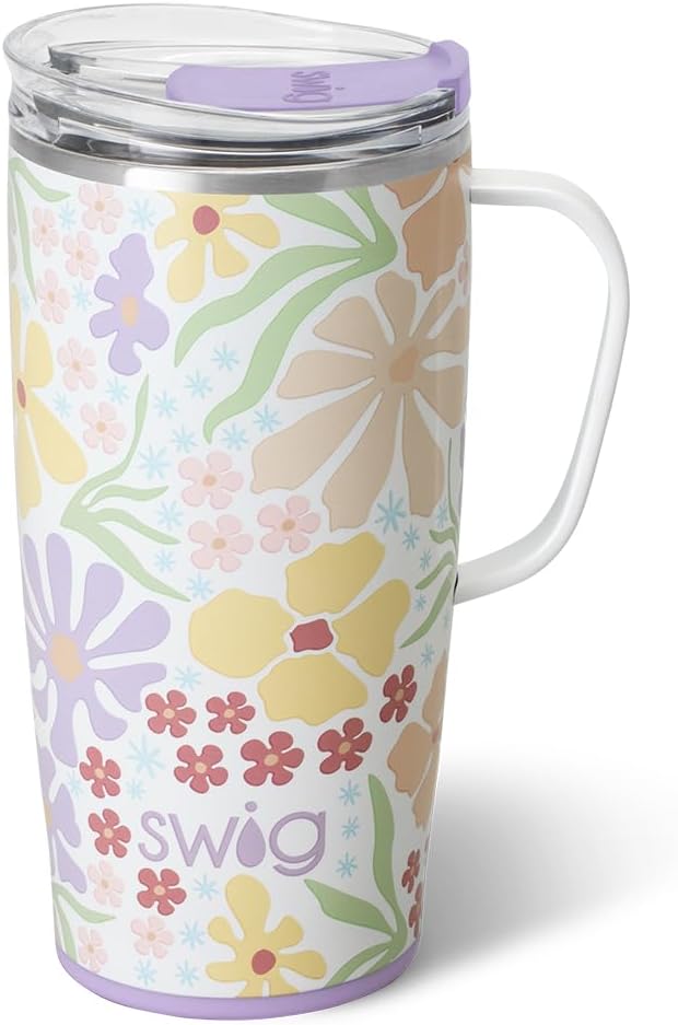 Swig Life 22oz Insulated Travel Mug with Handle & Lid, Fresh Cut | Triple Insulated Stainless Steel - Handle & Lid Included - Keeps Coffee Hot or Cold - Cup Holder Friendly by SwigLife