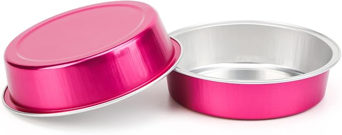 Beasea Disposable Cupcake Pans with Lids, 100 Pack 4 Inch 8oz Rose Red Aluminum Baking Foil Tins Small Round Tart Containers for Individual Dessert Muffin Cheesecake Ramekins Quiche Oven Dishes - Image 4