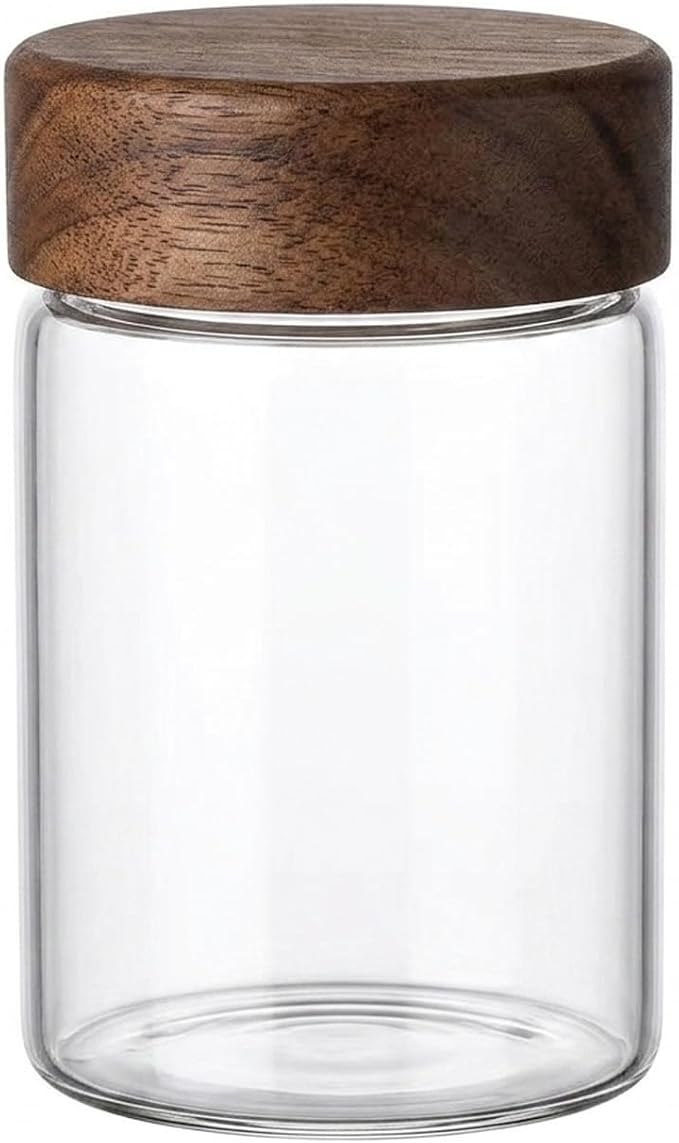 Clear Glass Storage Jar with Acacia Wood Lid - Kitchen Canister for Pantry Organization, Countertop Display, and Dry Food Storage by Unknown