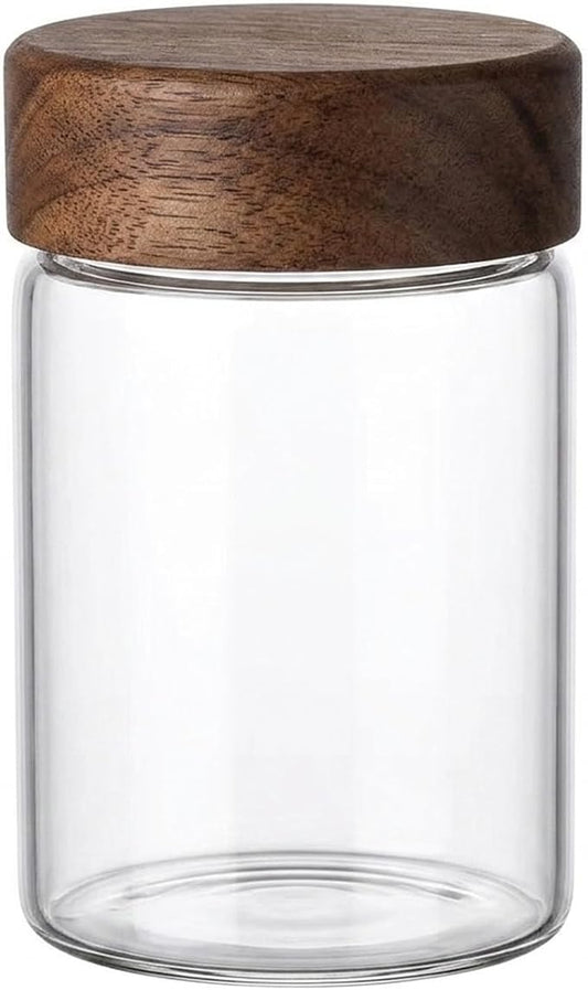 Clear Glass Storage Jar with Acacia Wood Lid - Kitchen Canister for Pantry Organization, Countertop Display, and Dry Food Storage by Unknown