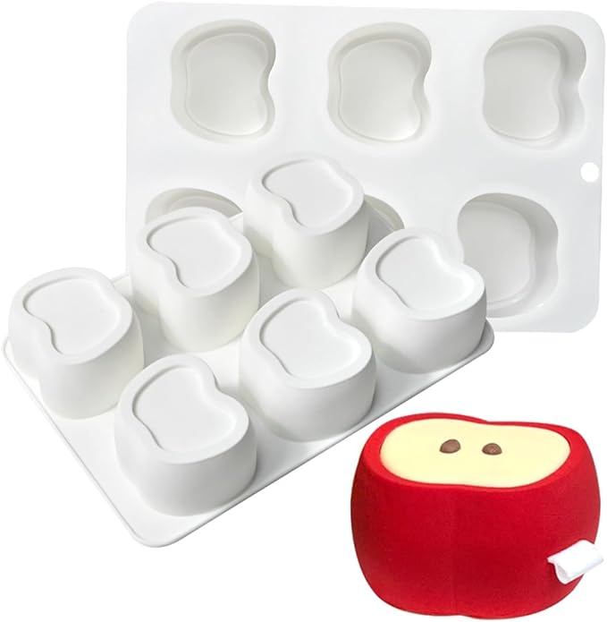 mostsom Apple Shape Silicone Mold, 3D Fruit Shape Mousse Cake Molds, Nonstick Bakeware for Chocolate, Mini Bundt Cake, Dessert, Pastry, Brownie, Jelly, Fondant, Easy Release & Clean (E_ Apple)