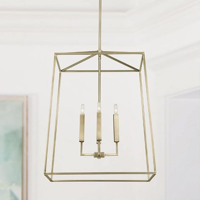 Capital Lighting 537643AD Thea Lantern Foyer Pendant, 4-Light 240 Total Watts, 28" H x 22" W, Aged Brass - Image 5