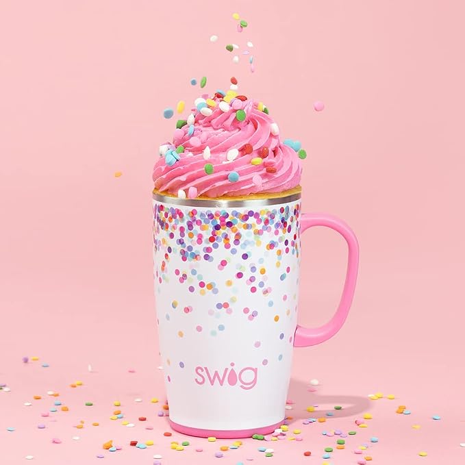 Swig Life 18oz Insulated Travel Mug with Handle & Lid, Confetti | Triple Insulated Stainless Steel - Handle & Lid Included - Keeps Coffee Hot or Cold - Cup Holder Friendly - Image 3