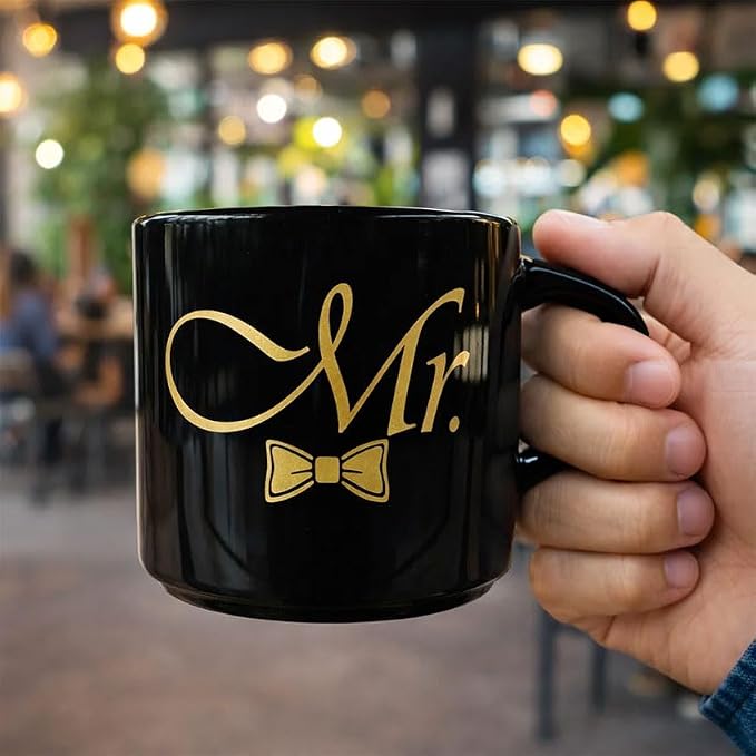 Mr and Mrs Mug Set, Mr Mrs Wedding Gift for Couples, 17 Oz Funny Couple Coffee Mug with Hidden Bottom Design, Newlywed Gift, Bride Groom Present, Anniversary Engagement Gift, His and Hers Mug - Image 2