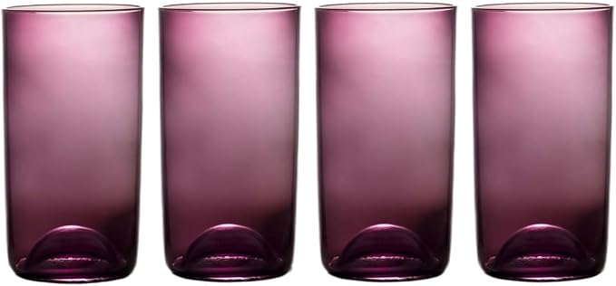 Set Of 4 Magenta Sphere Drinking Glasses, 20 Fl Oz Large Capacity Modern Round Ball Shaped Glass Cups, Durable Handmade Glassware, Dishwasher Safe For Water Juice Cocktails Daily & Party Use by Unknown