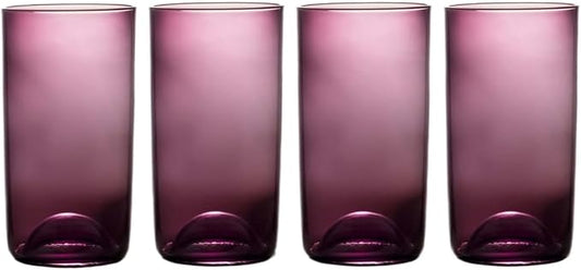 Set Of 4 Magenta Sphere Drinking Glasses, 20 Fl Oz Large Capacity Modern Round Ball Shaped Glass Cups, Durable Handmade Glassware, Dishwasher Safe For Water Juice Cocktails Daily & Party Use by Unknown