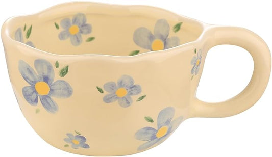VanEnjoy Ceramic Cup, Cute Coffee Mug, Strawberry Mug, Aesthetic Coffee Mug, Retro Flower Mug, Ceramic Tea, 10oz/300ml for Tea Coffee, Milk and Oatmeal by VanEnjoy