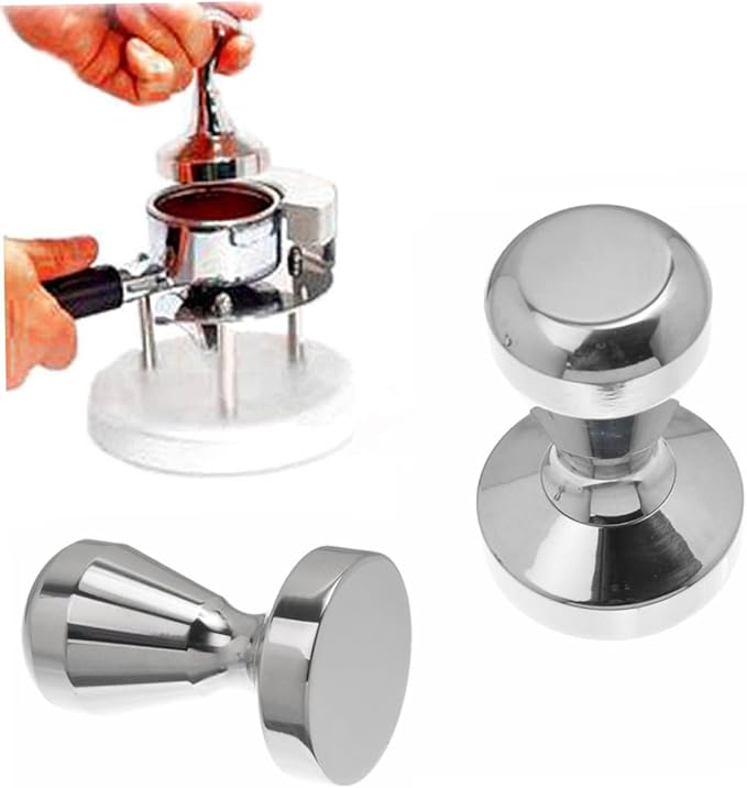 Luxshiny Professional Stainless Steel Coffee Tamper with Flat Base for Even Espresso Grounds Pressing Ergonomic Grip for Easy Tamping and Cleaning for Enhanced Coffee Extraction