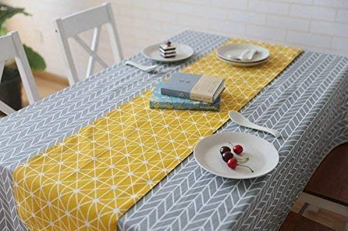meioro Grey Farmhouse Table Cloth Rectangle Cotton Linen Nordic Twill Tablecloths Wrinkle Free Fabric Arrow Stripe Table Cloths Rustic Cover for Kitchen Dining Party Outdoor Picnic(47 x 70 Inch) - Image 6
