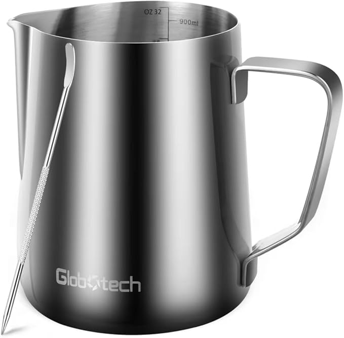 Espresso Steaming Pitcher Milk Frothing-Cup - Stainless Steel Cappuccino Coffee Steamer Jug Matcha Chai Hot Chocolate Cup 32 Oz (900ml)
