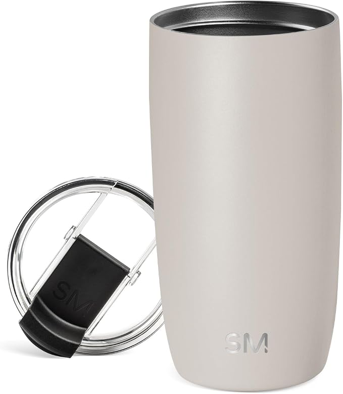 Simple Modern Travel Coffee Mug with Lid | 16oz | Beige | Voyager Coffee Cup, Coffee Tumbler for Hot & Iced Drinks | Insulated Stainless Steel Travel Mug | Almond Birch by Unknown
