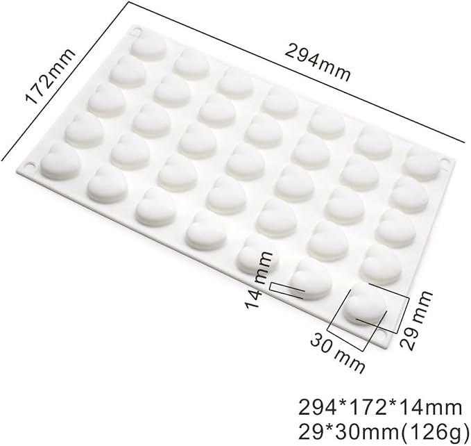 Mini 35 holes Heart Shape Silicone Mold For Candy Chocolate Cake Mould Baking DIY Ice Tray Food Safe Kitchen Accessiories (Lover Heart B_11.76x6.88x0.56 inch) - Image 6