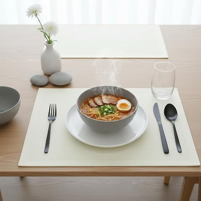 Urban Villa Two Tone Placemat Cotton Tablemat 14x20 (Set of 6) Ivory - Image 6