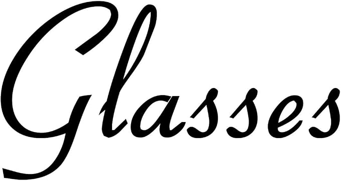 Glasses 3.5w x 2h Label | Kitchen Pantry Organization | Die Cut Vinyl Decal | Black Retro Font (Sticker Only) by MinglewoodTrading