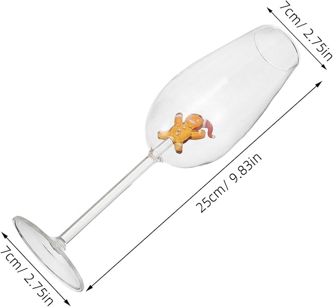 Zerodeko Christmas Wine Glasses: Decorative Glass Wine Goblet for Bar Pub | Xmas Gingerbread Man Drinkware Cocktail Glassware for Christmas Parties Hosting - Image 2