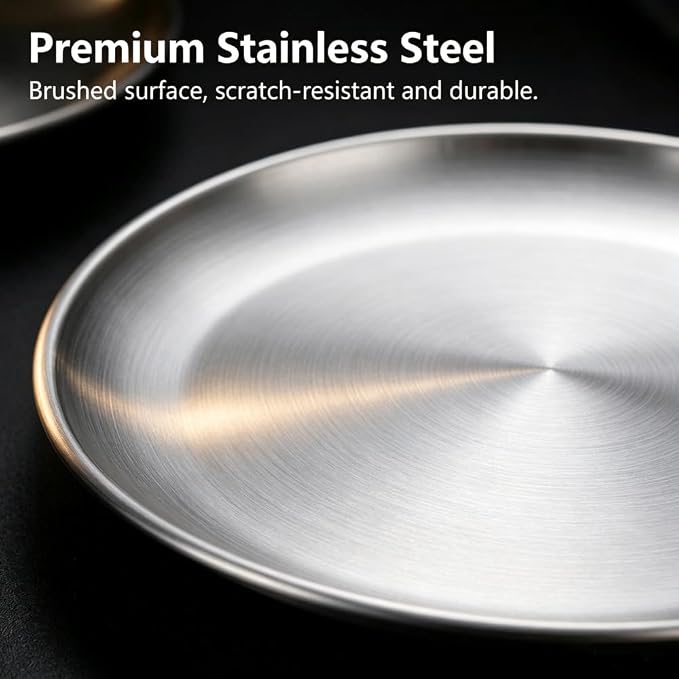 Small Stainless Steel Plates,5 Pcs 5.5 Inchs Dinner Dishes Plates Camping Plate,Perfect for Snack Candy Cake Dessert Fruit Camping Etc Reusable and Dishwasher Safe (5, 5.5 inches) - Image 3