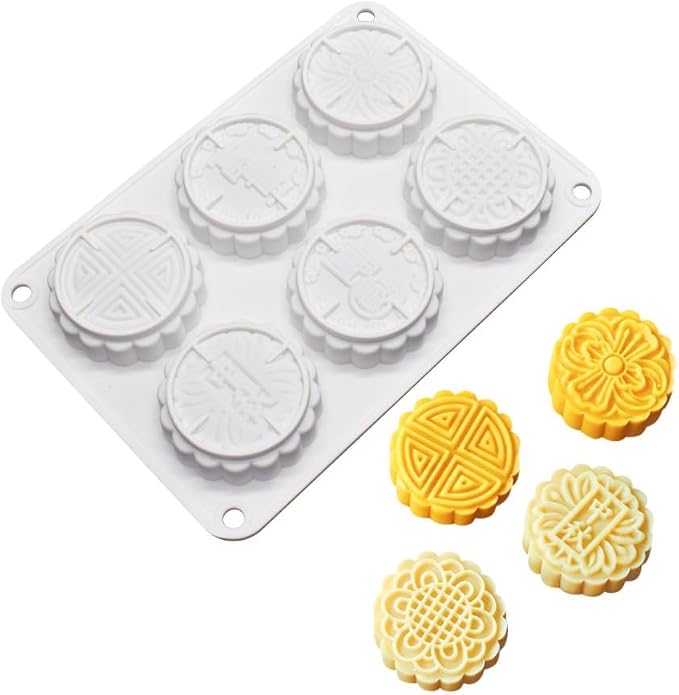6 Flower Silicone Cake Mold Handmake DIY Bread Mould Silicone Moulds For Cake Mooncake Mold Cake Tools (Mooncake O_8.52 X5.8 X0.84 inch) by mostsom
