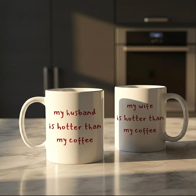 Funny Husband & Wife Coffee Mugs Set 11oz, Couple Gifts for Husband & Wife | Novelty Wedding Anniversary Mug Gift for Couple Him Her, Mr & Mrs Gifts - Image 4