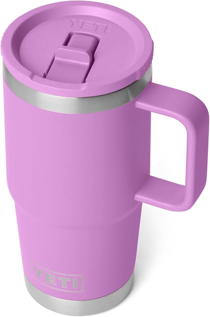 YETI Rambler 20 oz Travel Mug with Flip Straw Lid – Stainless Steel, Vacuum Insulated, Leakproof, Cup Holder Friendly, Desert Bloom - Image 7