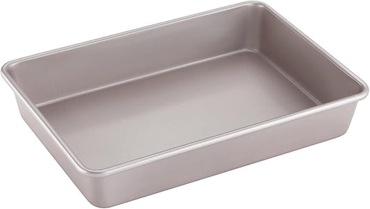 CHEFMADE 13-Inch Rectangle Cake Pan, Non-Stick Loaf Pan Deep Dish Bakeware for Oven Roasting Meat Bread Jelly Roll Battenberg Pizzas Pastries 9.7" x 13.6" X 2.4"(Champagne Gold) by CHEFMADE