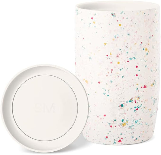 Simple Modern Insulated Travel Coffee Mug 360° Lid | 12oz | Terrazzo | Voyager Ceramic-Lined Insulated Stainless Steel Coffee Tumbler Iced Coffee Cup, Mug with Lid | Fits Cupholder, Cream Terrazzo by Unknown