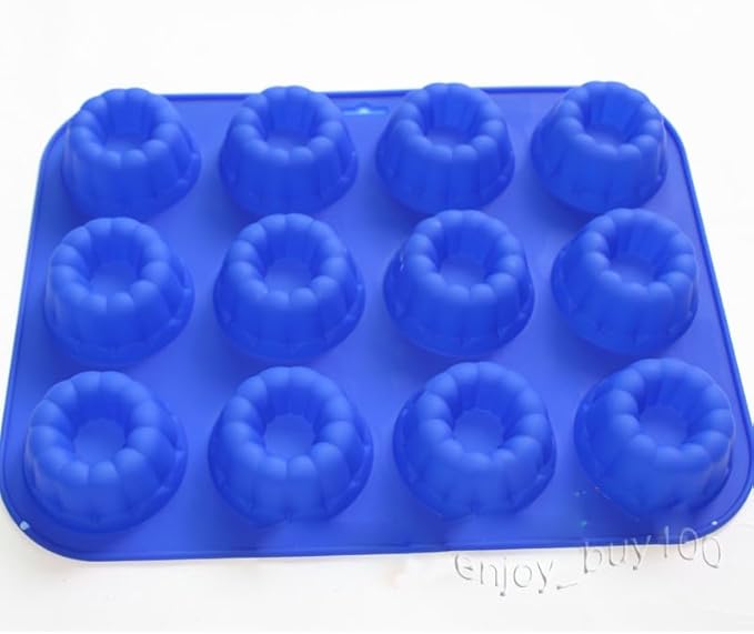 X-Haibei Donut-Shaped Mini Cake Pan Set - 12-Cavity Silicone Mold for Pumpkin Cakes, Soap Making, Jello & Chocolate | 2.7 Inch Diameter | Food-Safe & Non-Stick Baking Tray