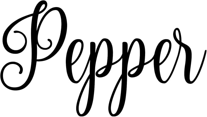 Pepper 4.5w x 2.5h Label | Kitchen Pantry Organization | Die Cut Vinyl Decal | Black Fancy Font (Sticker Only) by MinglewoodTrading