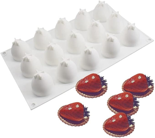 Silicone Mold Baking Pan Non-Stick Baking Pastry Chocolate Cake Dessert DIY Decoration Tools (Strawberry P_11.8x6.8x0.2 inch)