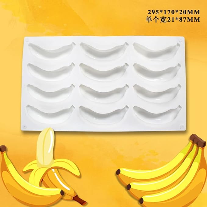 Silicone Mold Baking Pan Non-Stick Baking Pastry Chocolate Cake Dessert DIY Decoration Tools (Banana R_11.8x6.8x0.08 inch)