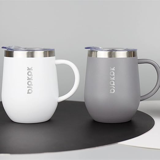 BJPKPK 2PCS Insulated Coffee Mug with Lid, 12oz Stainless Steel Tumbler | Travel Coffee Mug with Handle, Vacuum Insulated Tumbler Cup for Camping, Office, Home, BPA Free Lid, Hot & Cold - Image 5