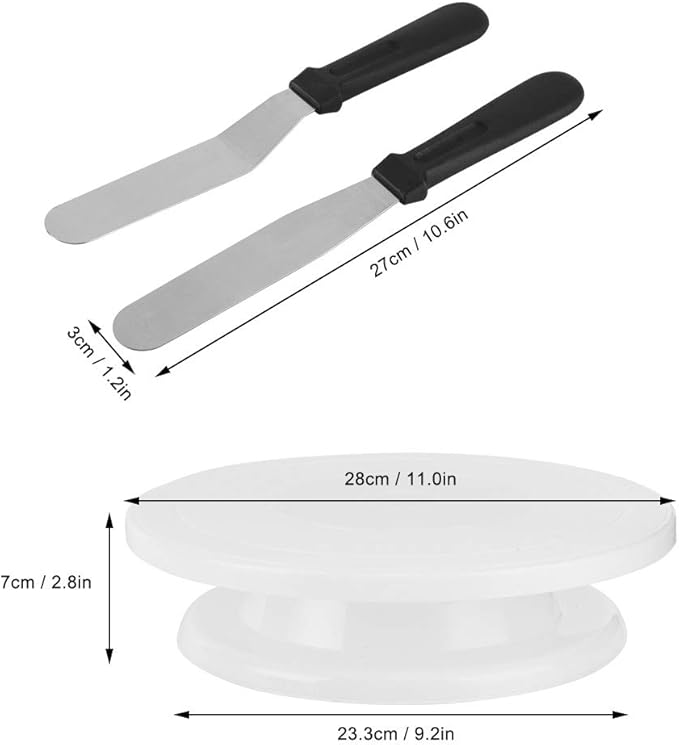 FLEXMAN 33Pcs Cake Decorating Kit, Cake Turntable Base Cake Leveler with 24 Decorating Nozzles, Cake Turntable Set with Scraper Pastry Nozzle Set Baking Tool